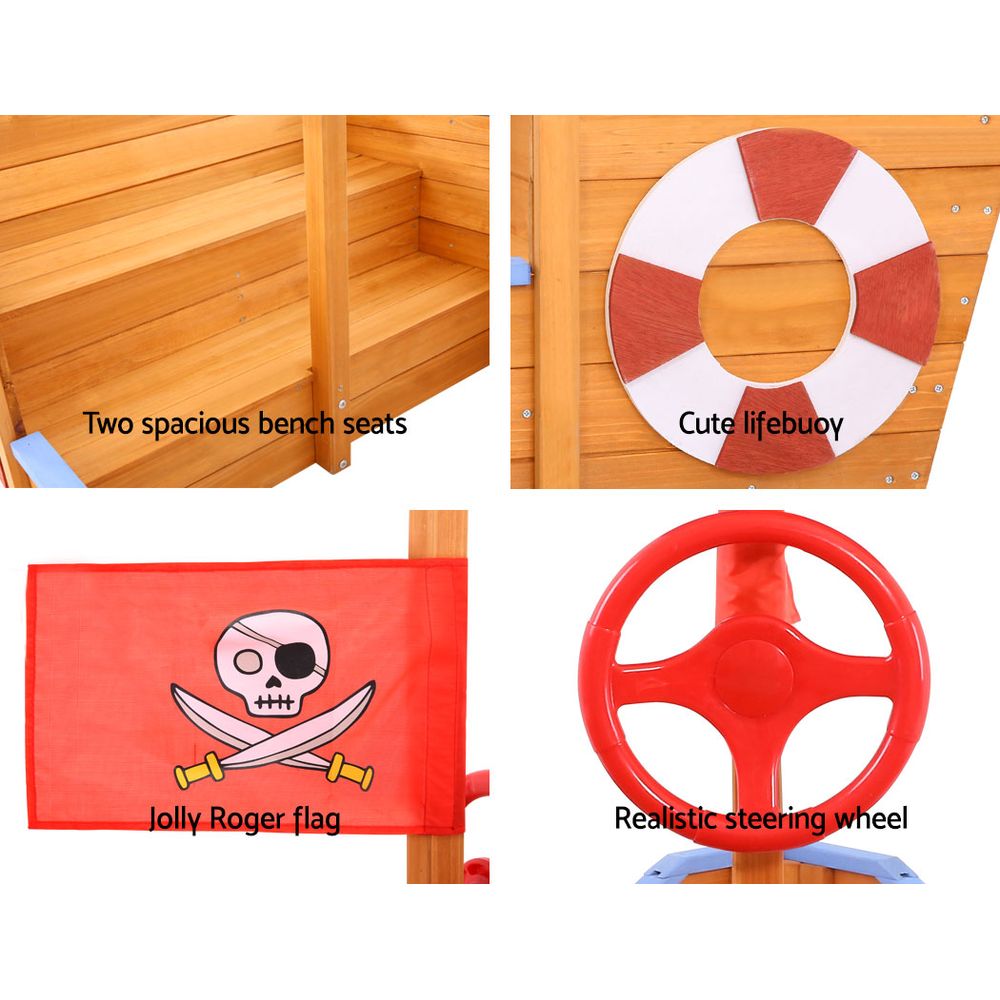 Keezi Kids Boat Sandpit with Canopy