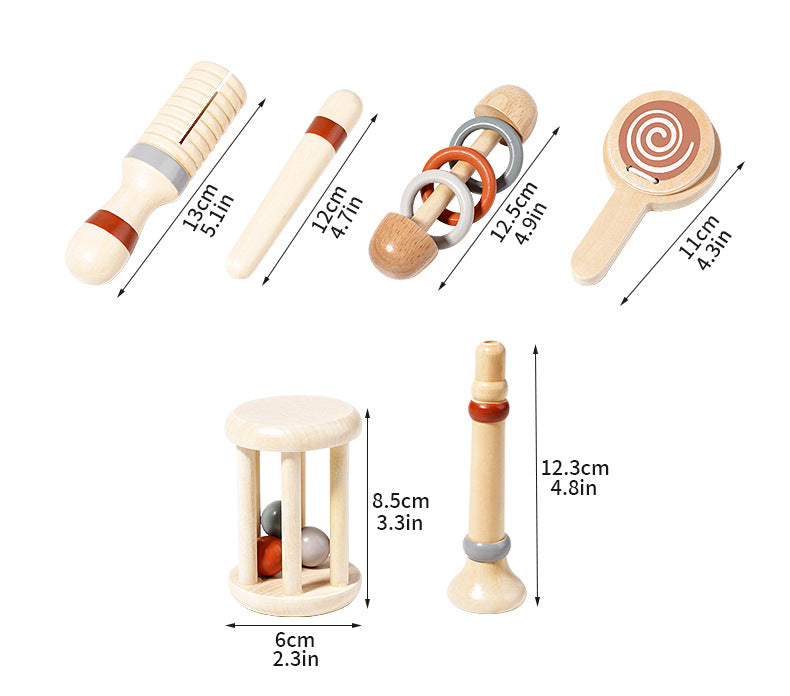 6 Piece Wooden Musical Instrument Set