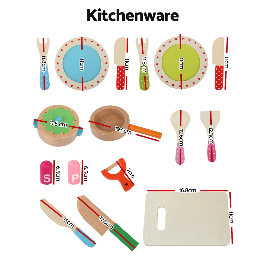 Wooden Kitchen Play Set - Cooking, Utensils and Food Accessories