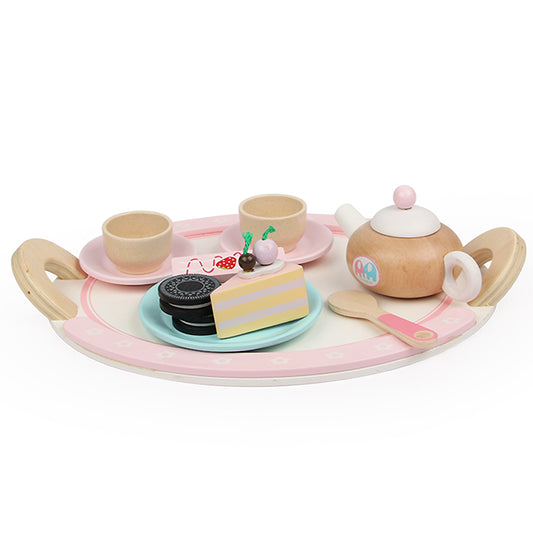 Wooden Cake and Tea Cup Set