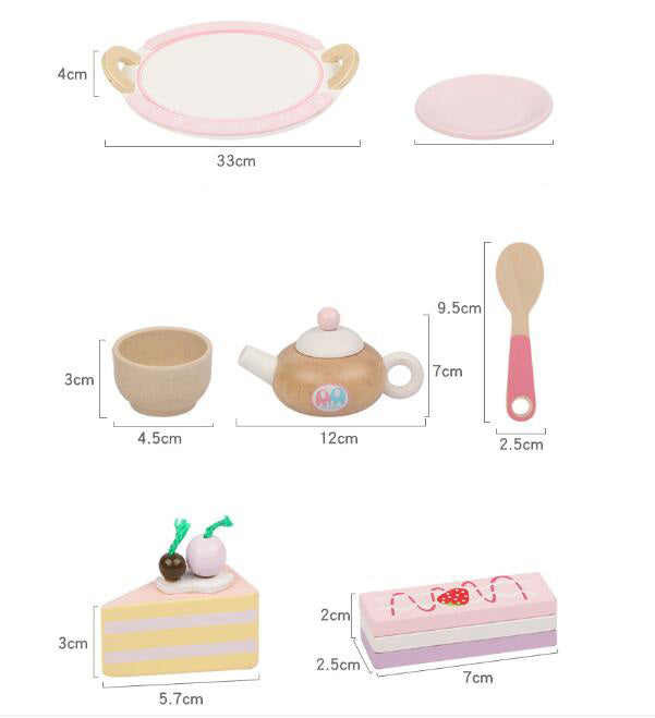 Wooden Cake and Tea Cup Set