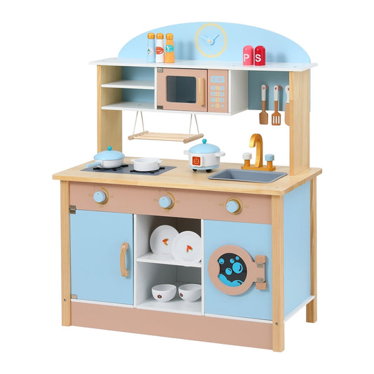 Blue Wooden Pretend Play Kitchen