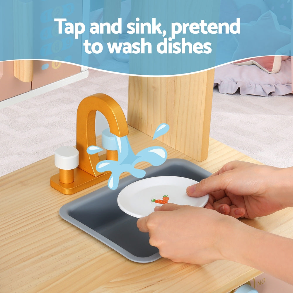 Blue Wooden Pretend Play Kitchen