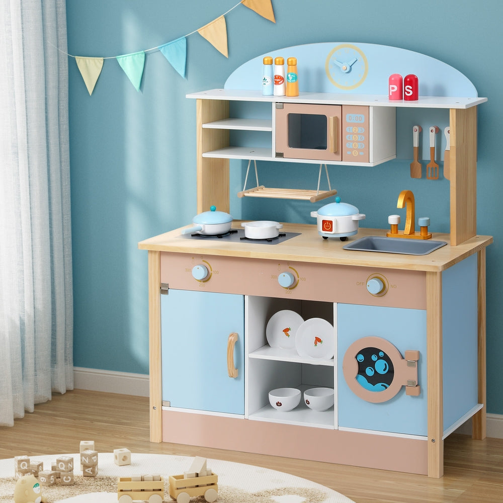 Blue Wooden Pretend Play Kitchen