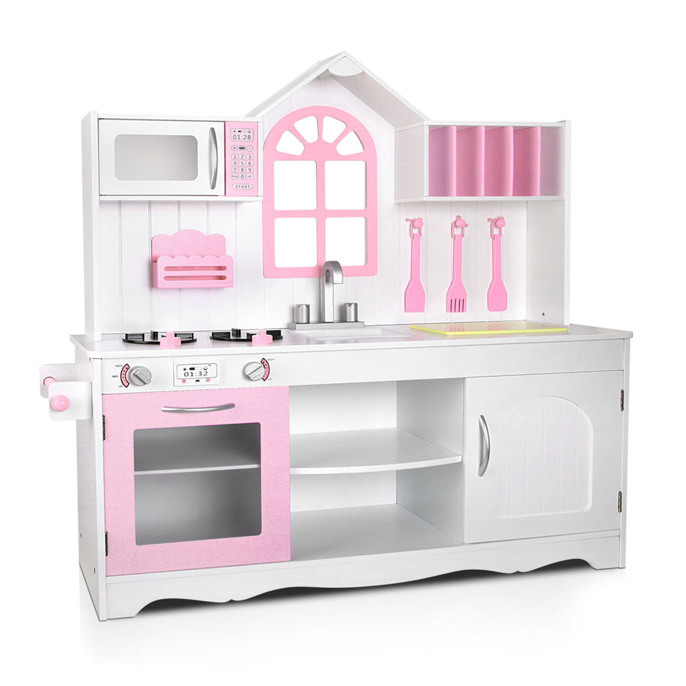 Pink & White Wooden Pretend Play Kitchen